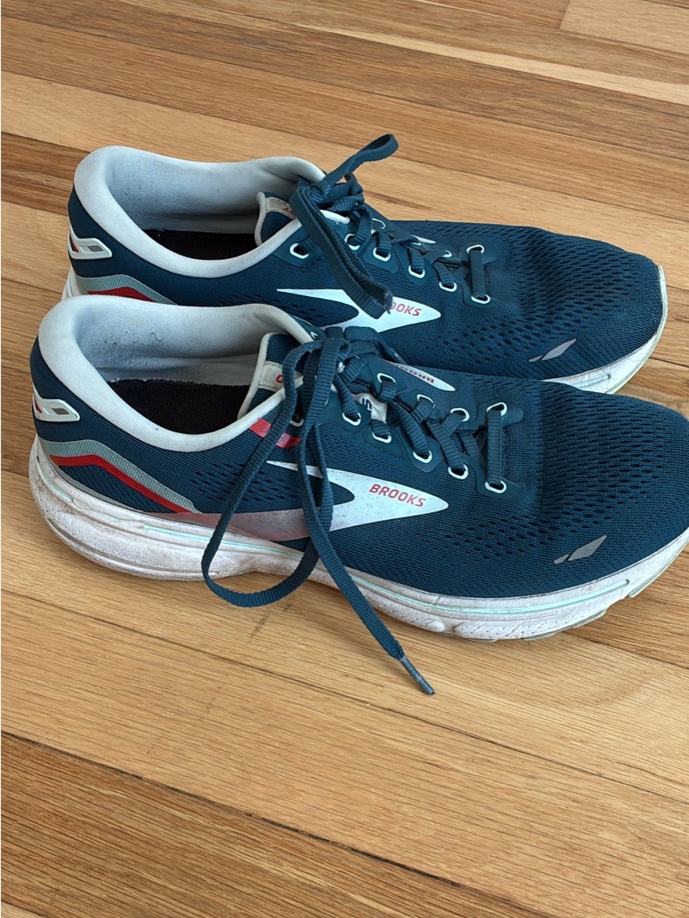 Brooks Women's Running Sneakers in Teal, White and Red Accent